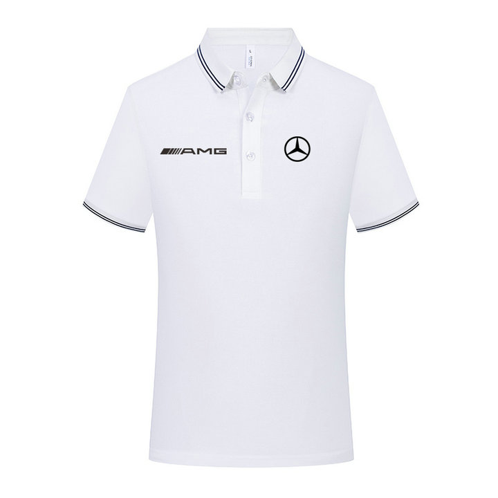 Polo Mercedes AMG Homme Manche Courte 2023 Slim Fit Poloshirt Casual Col Contrasté